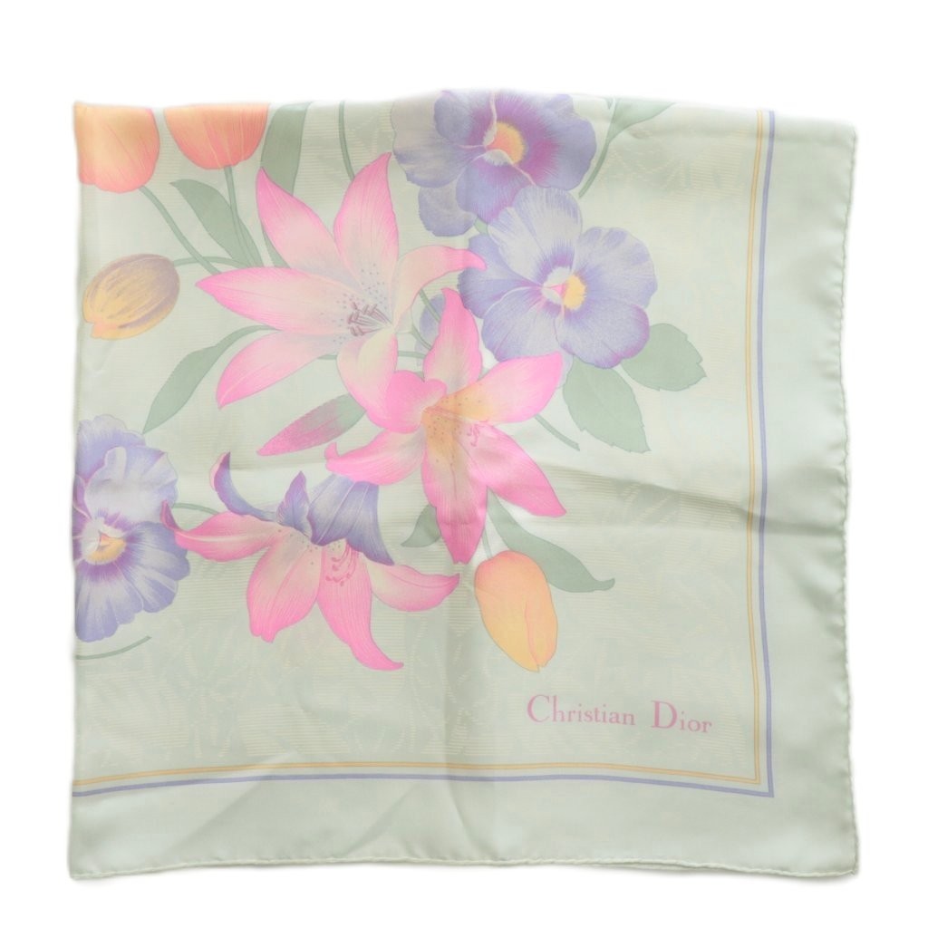 Christian Dior Scarf Silk Floral Pattern Logo /Xz Gy18 Women's Authentic thumbnail 3