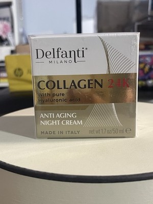 DELFANTI Milano COLLAGEN 24K Anti Aging NIGHT CREAM w Pure Hyaluronic Acid. 