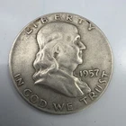 1957 D Franklin Silver Half Dollar 90% Silver Free Shipping