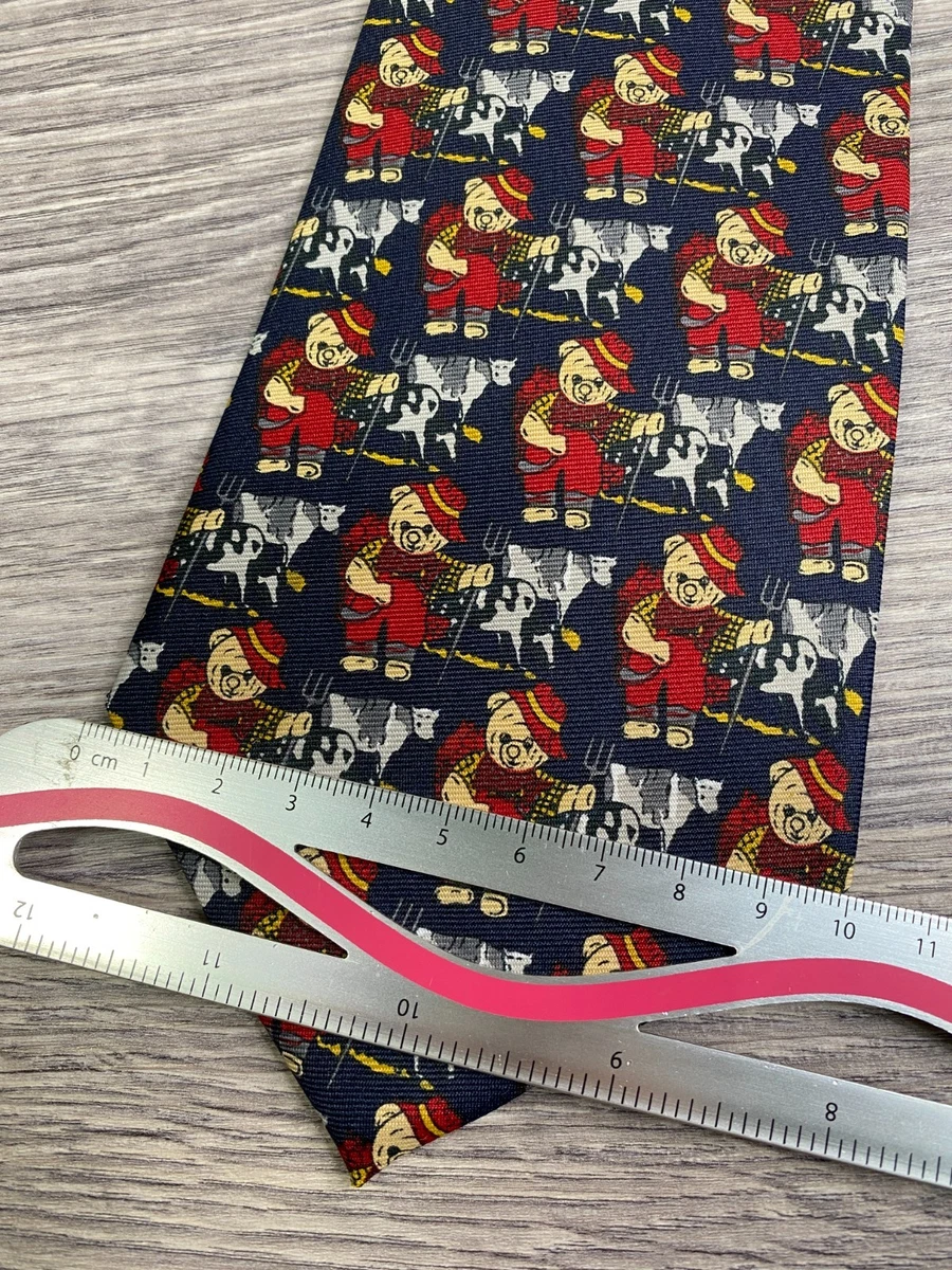 Diamond Silks Tie Navy Teddy Bear Cow Novelty Print Funky Grandpa Formal Casual