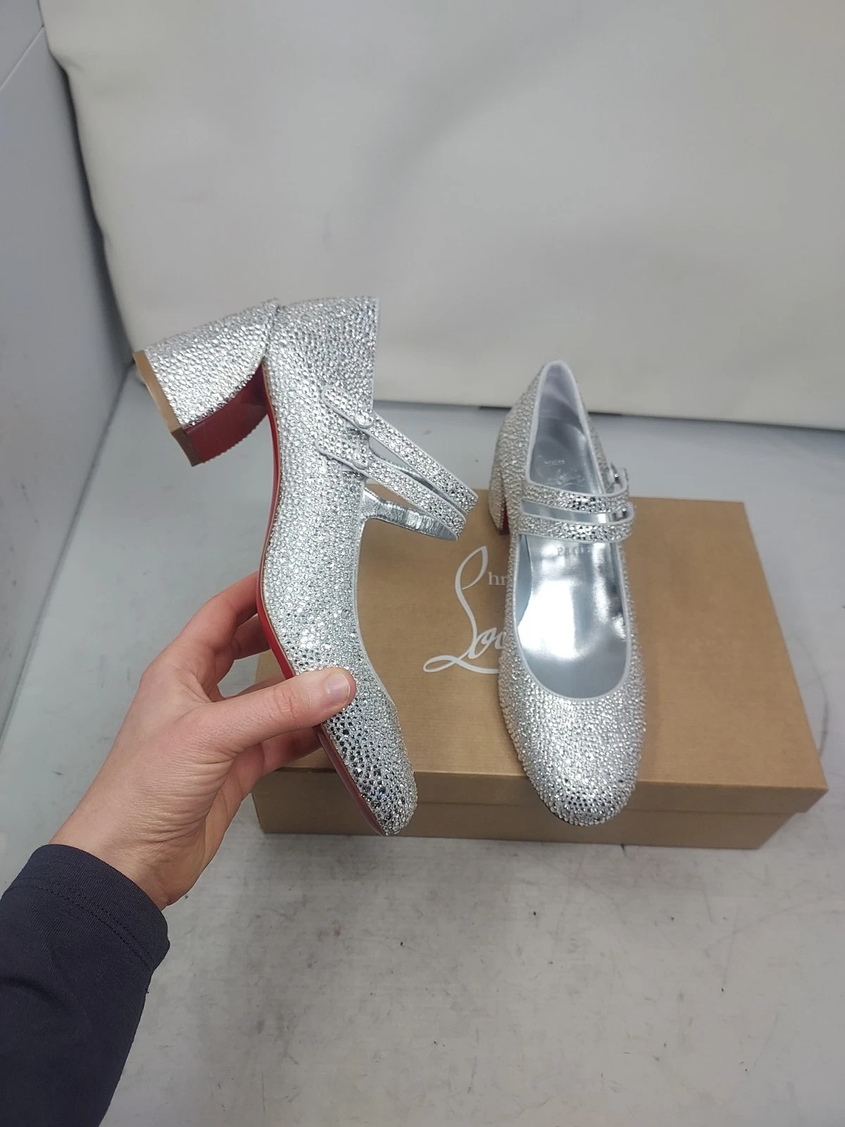 Christian Louboutin — CHRISTIAN LOUBOUTIN EU 38 US 8 NEW Wedding Bridal Miss Jane Crystal Silver Heel