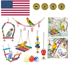Swing Hanging Standing Chewing Toy Hammock Climbing Ladder, Cage Colorful Toy...