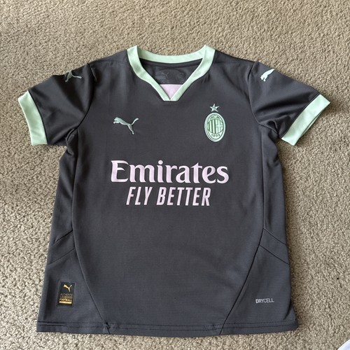PUMA AC Milan Soccer Jersey Gray Teal YS Officially Licensed