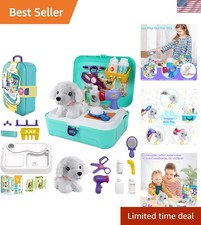 Educational Vet Playset for Boys  Girls - 16-Piece Doctor Kit with Plush Dog