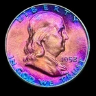 Franklin Half Dollar 1952 Uncirculated 90% Silver Monster Rainbow Toning