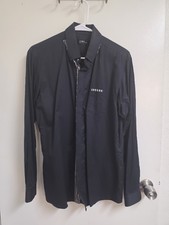 J. HASS Men  s Regular Black Dress Shirt Size 100 Solid Collared Long Sleeve