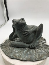 Vintage Frosch auf Blatt Gartendekoration Rost Metall 12 cm H  L19 cm