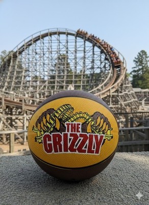 Vtg ''The Grizzly'' Roller Coaster Souvenir Mini Basketball - Great America Ca