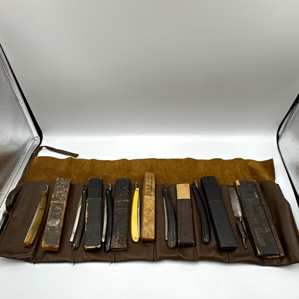 Vintage Razor Collection Antique Straight Razor Collection Lot of 7 with Original Boxes ...