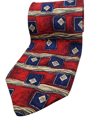 ROBERT TALBOTT 66'' Long Handmade in USA Silk Tie Men's Red Blue Necktie NEW