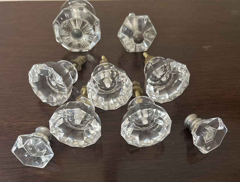 Vintage Antique Mixed Lot of 9 Glass Cabinet Door Drawer Pulls Knobs