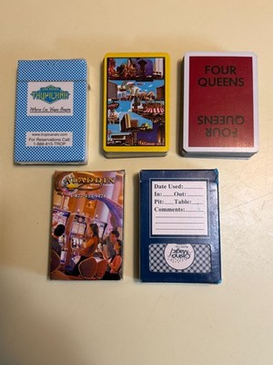 (5) Casino Playing Card Decks-Tropicana, LV, Four Queens, Aladdin, Casino Magic