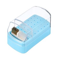 2 in 1 Nail Drill Bit Holder Case with Adhesive Backed Cleaning Brush, Blue