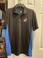 Domino's Pizza Gear Employee Work Uniform Polo Shirt Adult Mens M Black Blue