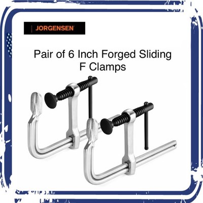 2 Jorgensen Forged Sliding Bar Clamps Versatile 3 x6  & Up To 450Lbs Clamping  