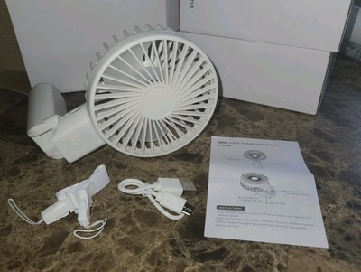 Mini Digital Handheld Fan Wireless Dell Technologies White Charging Cord Strap