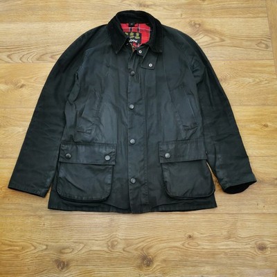 Barbour Ashby Wachsjacke Herren M Medium schwarz Country Outdoor Tartan Futter