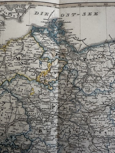 North East Germany Deutschland Prussia Sachsen Pommern 1861 Stieler engraved map - Picture 2 of 8