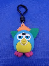 FURBY 3D Figural Bag Clip Hasbro Keychain PVC Toy Hanger Blue Yellow Leaves