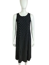 TR Bentley Vintage 90s Black & White Polka Dot Sleeveless Maxi Dress