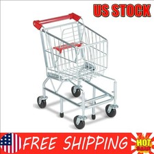 Kids Toy Shopping Cart Heavy-Gauge Steel Grocery Cart Toddler Pretend Play Home