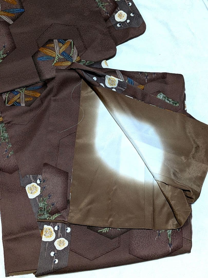 Brown Polyester Kimono Small Pattern Washable Lin… - image 2