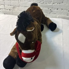 Giant Horse Plush Dan Dee Brown Stuffed Animal Large Floppy Soft Red Harness EUC
