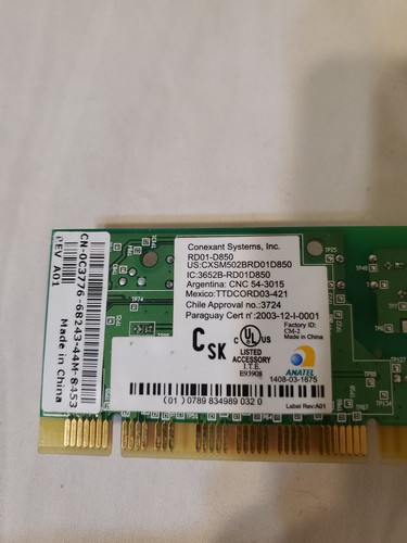 Dell dimension 3000 Desktop Computer PCI Modem Card RD01 - D850 Conexant - Picture 2 of 11