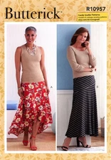 Butterick R10957 Side-Zipper Skirt w Asymmetrical Seams Sz 6-14 UNCUT B6818