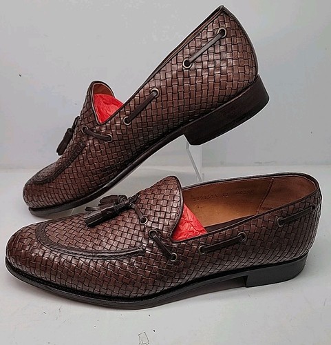 Carmina Woven Braided Leather Tassel Loafers Brown Goodyear Welted Mens UK 12 - Picture 3 of 16