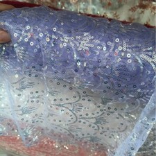 Mesh Sequin Fabric Lace Sheer Embroidered Tulle for Wedding Dress DIY Fairy