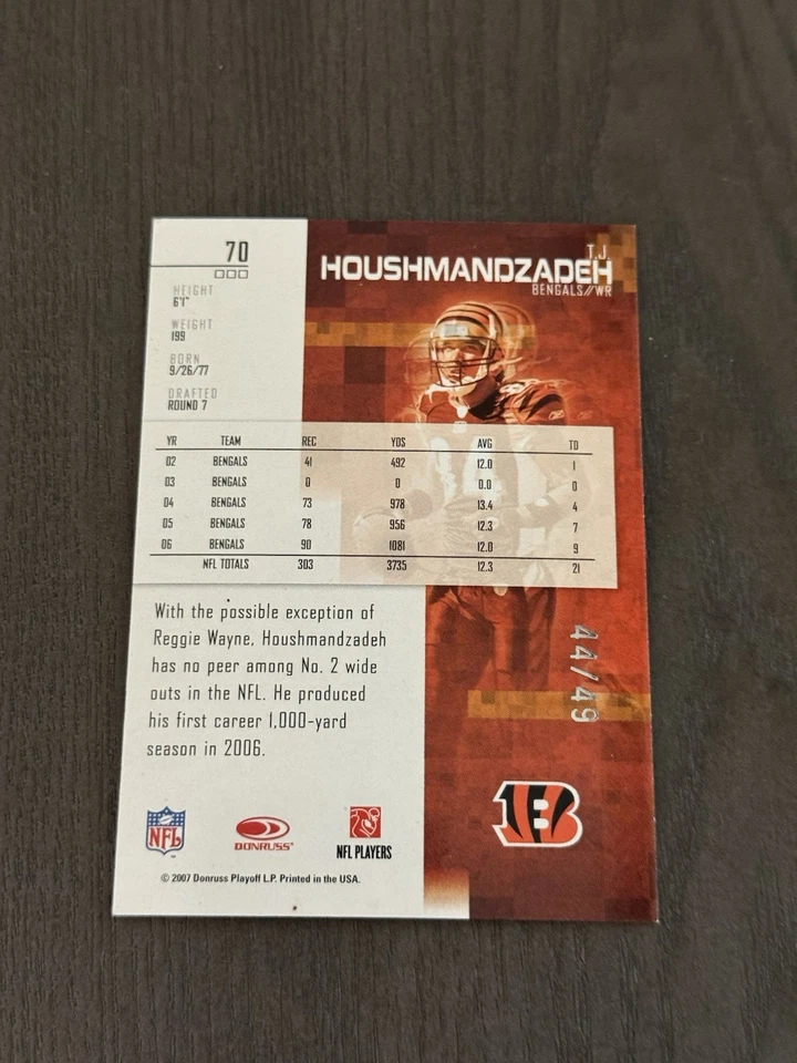 2007 Leaf Rookies & Stars Longevity Emerald Green SP /49 #70 TJ HOUSHMANDZADEH - Image 2 of 2