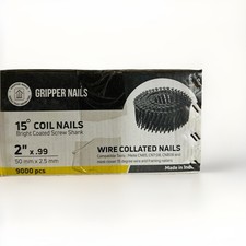 Gripper Nails 15° Coil Nails 2" Steel Bright Coated Screw Shank 9000 pcs