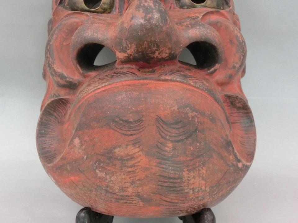 Antigua máscara japonesa de madera Noh BESHIMI ONI cara de demonio máscara Kagura NOBORU #1 Foto 3 de 4