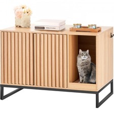 HOT/ Cat Litter Box Enclosure,Hidden Litter Box Furniture,Wooden Cat Washroom I