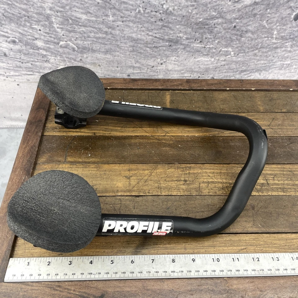 Profile Design Clip-On Aero Bars Triathlon TT Black Pads 535g Road Bike Vintage - Image 2 of 4