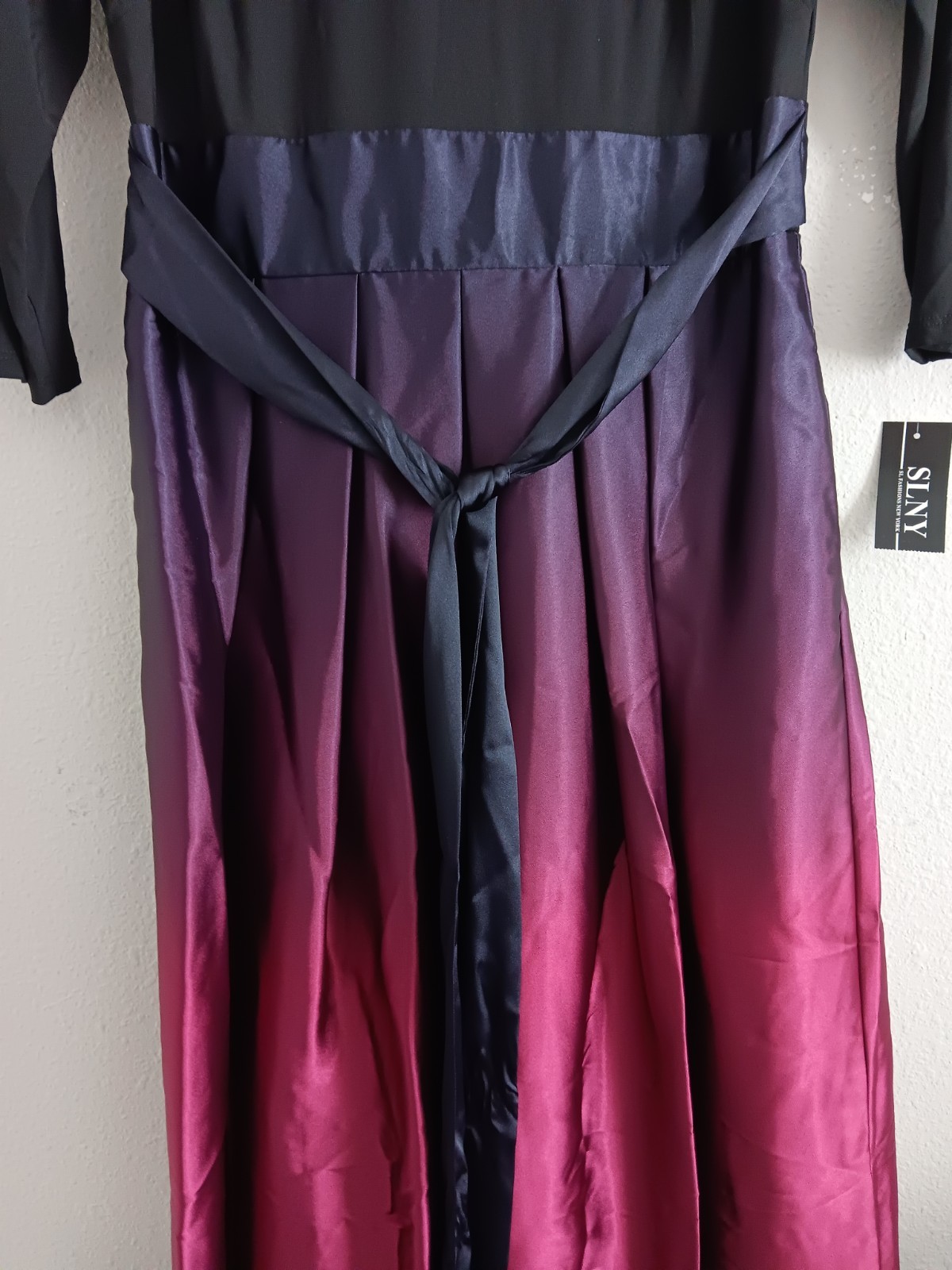SL Fashions 3/4 Sleeve Matte Jersey & Ombre Satin Ballgown, Fig Sz 8 a639250