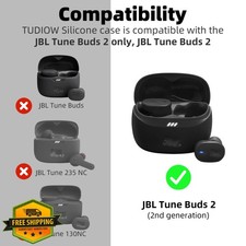 TUDIEY JBL Tune Buds 2 Case Navy Blue Silicone Cover w/Carabiner LED