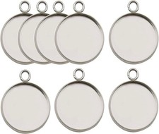 40 Pcs Fit 18mm Stainless Steel Round Blank Bezel Pendant Trays Base Cabochon...