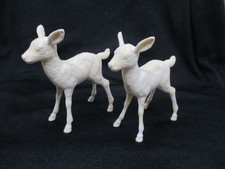 Pair of Vintage Hard Plastic Snow-Covered Standing Reindeer