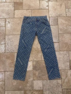 Louis Vuitton ストレートデニム Louis Vuitton x Supreme Jacquard Monogram Blue Denim Jeans | eBay