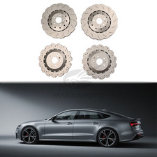 Fit For RS7 14-16 Set of Front & Rear Vented Drilled Dimpled Disc Brake Rotors