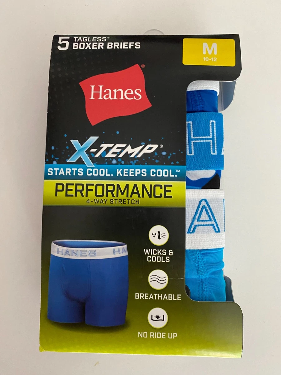 Hanes Boys X-Temp Cotton-Stretch Boxer Briefs, 5-Pack, Med 10-12