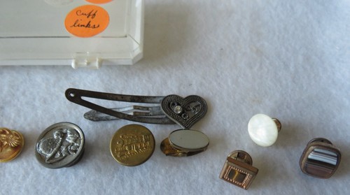 Vintage / Old Estate Lot Of Old Cufflinks & 1 Hair Clip, Pins As Pictured w/Case - Picture 6 of 11