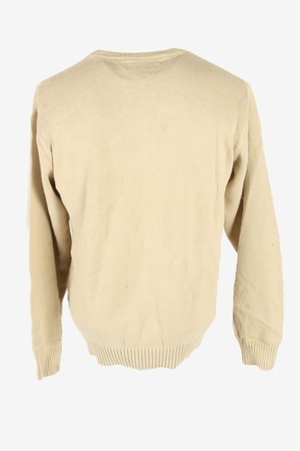 Jumper Tommy Hilfiger Vintage Cuello Redondo Mangas Largas Años 90 Beige Talla XL - IL2970 - Imagen 3 de 4
