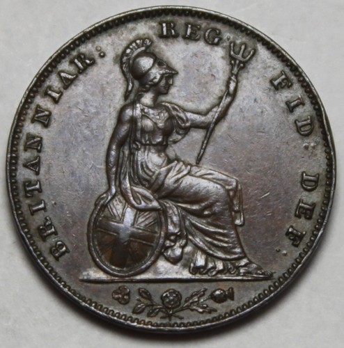 Great Britain 1856 Farthing, High AU Grade, Queen Victoria (D69) - Picture 2 of 2