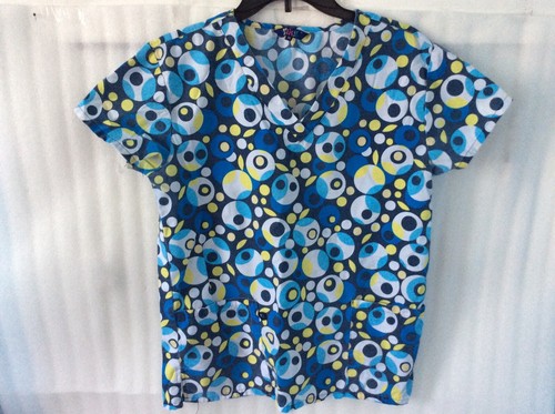 SET OF 6 Scrubs Shirt XS/S Multi-color Medical Dental Nursing Scrubs Vet Tech - Picture 2 of 12