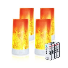 4X LED Flame Effect Light , USB Rechargeable 4 Modes Flickering Flame Candle ...