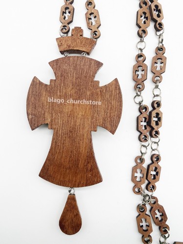 Church Orthodox Pectoral Cross Christian Wood Crucifix Jesus Christ 5.9" - Picture 4 of 4