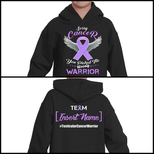 Personalized Testicular Cancer Awareness Hoodie Warrior Orchid Ribbon Youth Gift - Picture 5 of 7